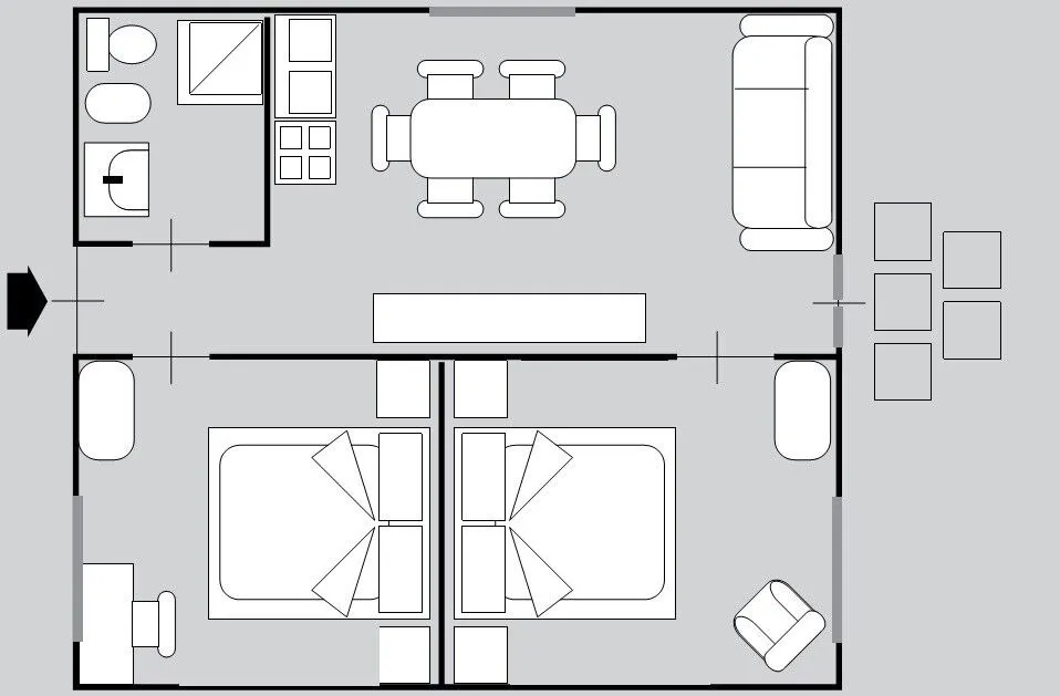 Two-bedroom bungalow for 6 guests-15